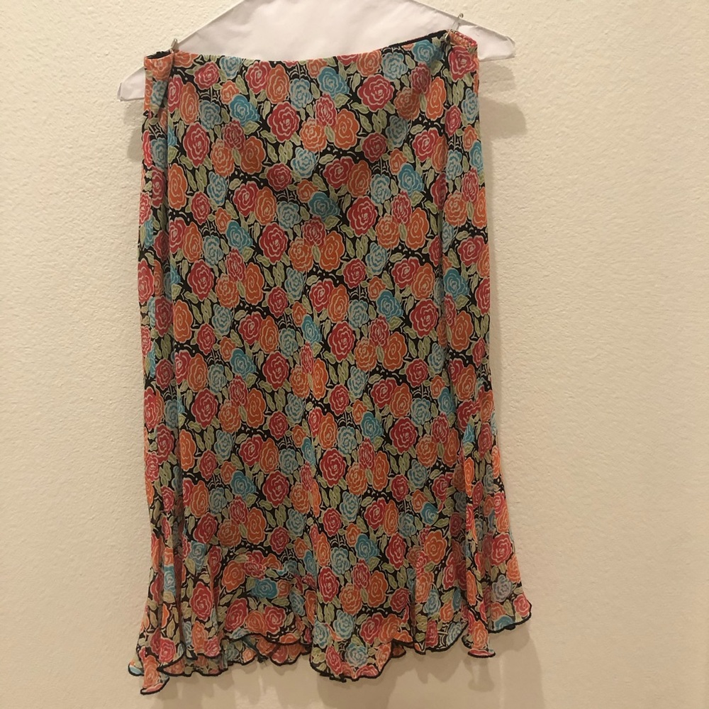 Flower Print Flowy Midi Skirt